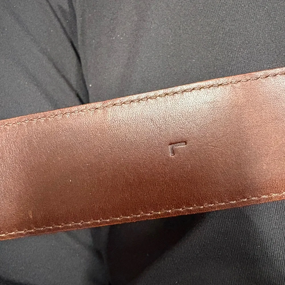 Ralph Lauren Brown Leather Belt with Embellished Horseshoe Buckle